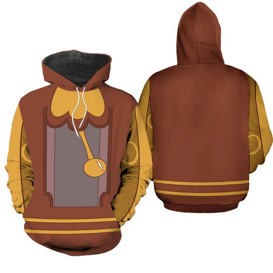 Christmas Cogsworth Cosplay Hoodie Jogger, Beauty And The Beast Costume 3D Shirt, Magic Kingdom Merch, Disney Fan Birthday Gift