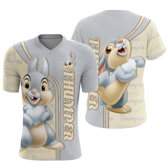 Giant Thumper Rabbit Grey Yellow Patterns Disney T-shirts