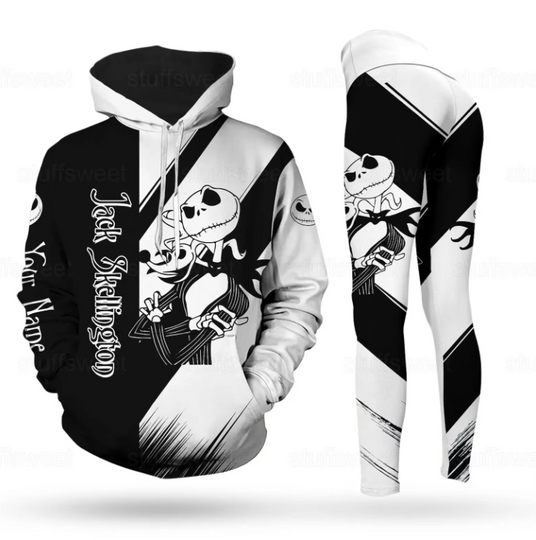 Disney  Christmas Jack Skellington Hoodie Womens Leggings Yoga Set Women's Disney Hoodie Sports Leggings