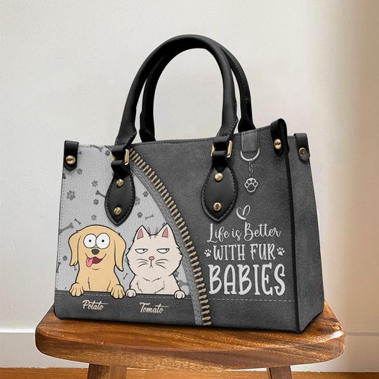 Follow Me Everywhere - Dog & Cat Personalized Custom Leather Handbag, Pet Lovers