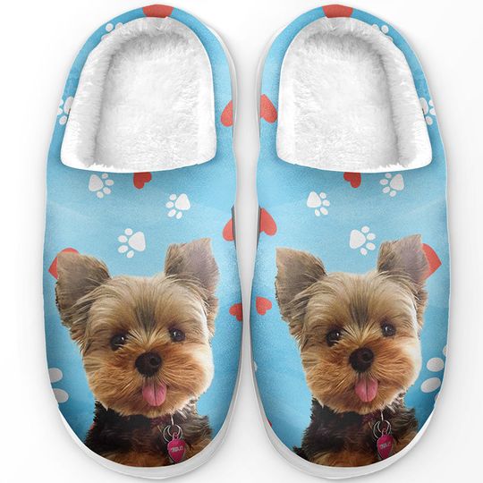 Custom Photo Pawsitively Chilly Merry And Bright - Dog & Cat Personalized Slippers