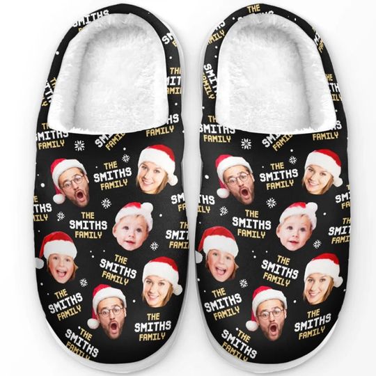 Custom Photo The Heart Of A Family Shines In Every Face - Family Fluffy Slippers