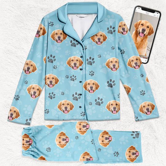 Custom Photo My Dog Thinks I'm Cool - Dog & Cat Personalized Face Photo Pajamas Set