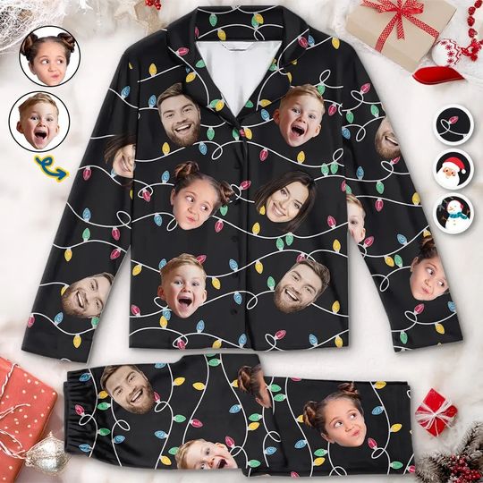 Custom Photo Family Is The Heart Of Christmas - Family Personalized Pajamas Set