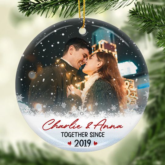 Together Since - Personalized Acrylic Photo Christmas Ornament - Gift For Couple, Husband Wife, Anniversary, Engagement, Wedding, Marriage Gift, Christmas Gift