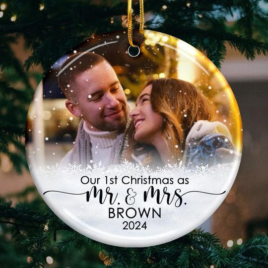 Our 1st Christmas as Mr & Mrs Personalized Acrylic Photo Ornament