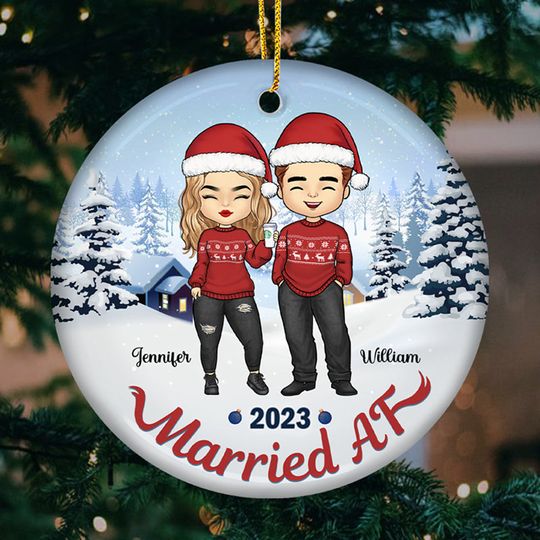 Married Af 2023 - Personalized Acrylic Christmas Ornament - Gift For Couple, Husband Wife, Anniversary, Engagement, Wedding, Marriage Gift, Christmas Gift