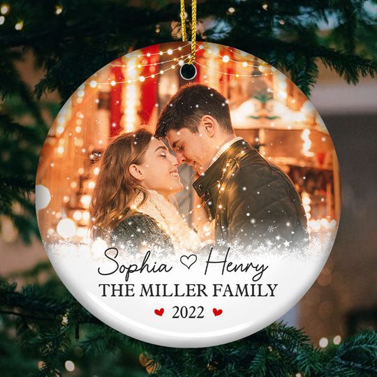 Our Love - Personalized Acrylic Photo Christmas Ornament - Upload Image, Gift For Couple, Husband Wife, Anniversary, Engagement, Wedding, Marriage Gift, Christmas Gift