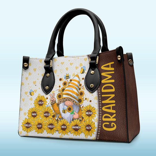 Grandma, You Are My Sunshine - Family Personalized Custom Leather Handbag - Birthday Gift