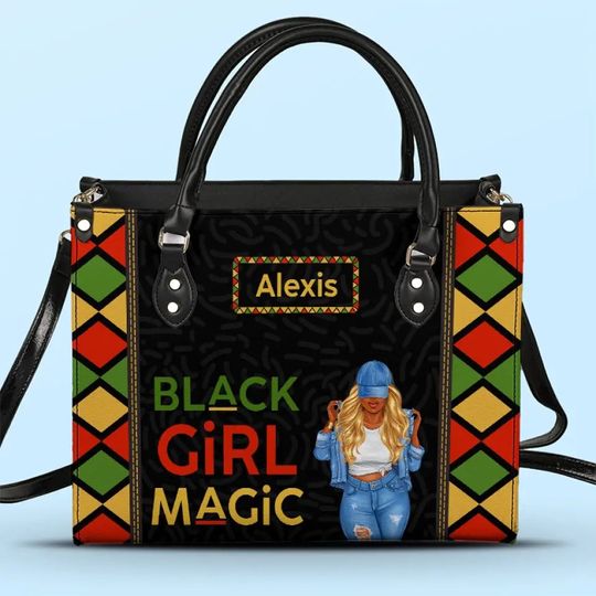 Power Of Black Girl - Bestie Personalized Custom Leather Handbag - Gift For Best Friends