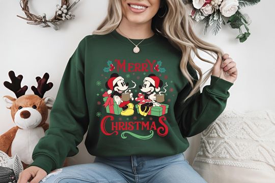 Minnie Mickey Merry Christmas Sweatshirt,Disney Christmas Sweatshirt
