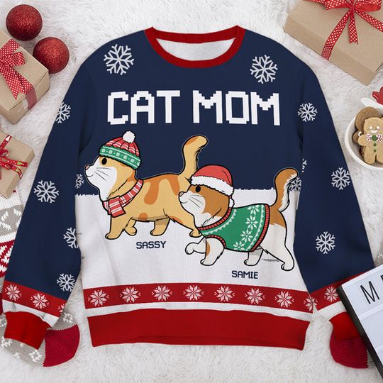 Meowy Catmas Human Servant  - Personalized Unisex Ugly Christmas Sweatshirt - Gift For Cat Lovers, Pet Lovers, Christmas Gift