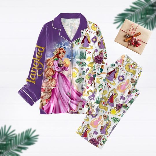 Tangled Pajamas Set, Disney Princess Rapunzel Kids Women Pajamas, Disney Cartoon