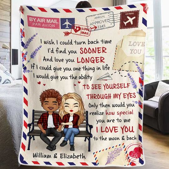 I Love You To The Moon And Back Custom Gift For Couples Personalized Blanket