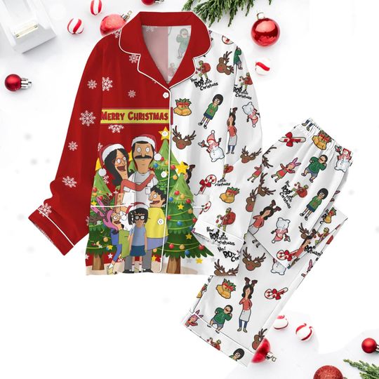 Christmas Bobs Burgers Pajamas Set, Belcher Family Pajamas