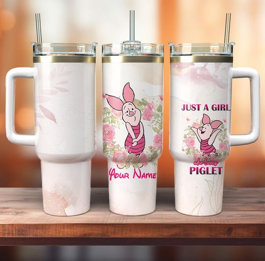 Personalized Piglet 40 Oz Tumbler, Winnie The Pooh Tumbler, Disney Tumbler Cup