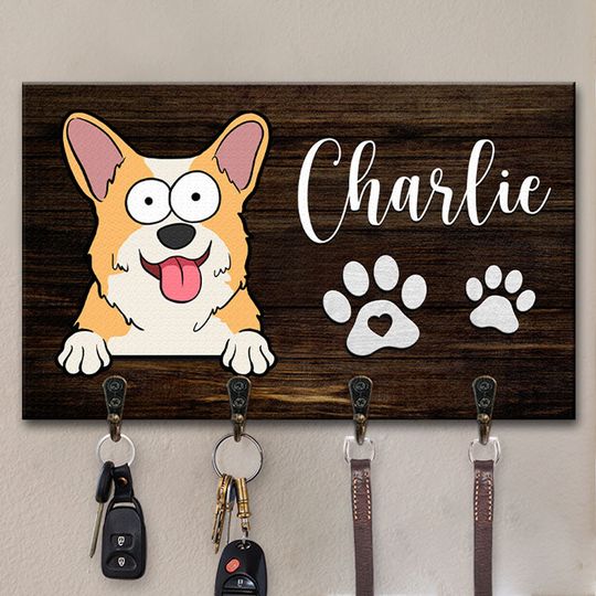 Home Is Where The Dog Is - Dog Personalized Custom Home Decor Rectangle Shaped Key Hanger, Key Holder