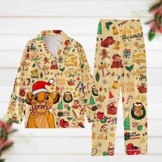 Disney Lion King Christmas Pajamas, Hakuna Matata Xmas, Simba And Young Nala