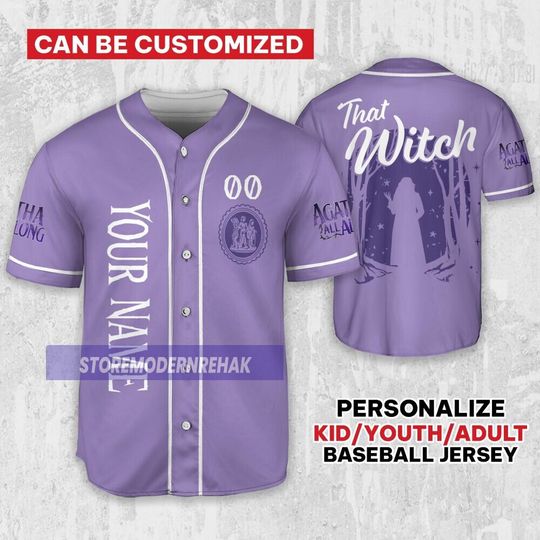 Personalize Agatha All Along Movie The Witch Baseball Jersey, Custom Kid Youth Adult Disney Baseball Jersey Team