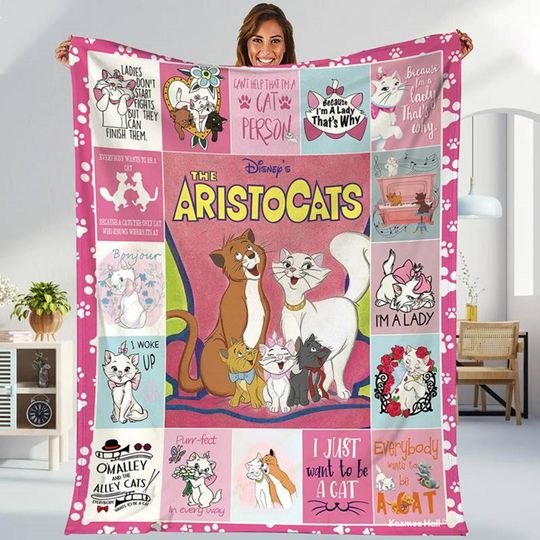 The Aristocats Movie Blanket | Marie Cat Berlioz Aristocats Toulouse Fleece Blanket | Disneyland Blanket Throw Blanket