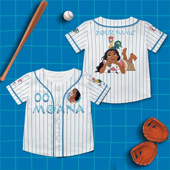 Custom Moana Hei Hei and Pua Baseball Jersey, Moana 2 Jersey Shirt, Disney Baseball Shirt