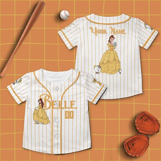 Custom Belle in Beauty and the Beast Baseball Jersey, Belle Jersey Shirt, Disney Beauty