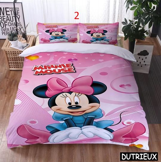 Cute Disney Minnie Mouse Kawaii Bedding Set Mickey Mouse 3D Cartoon