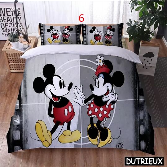 Cute Disney Minnie Mouse Kawaii Bedding Set Mickey Mouse 3D Cartoon