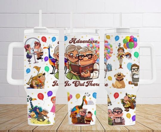 Carl And Ellie 40oz Tumbler, Disney Up 40oz Tumbler, Adventure Is Out There Tumbler