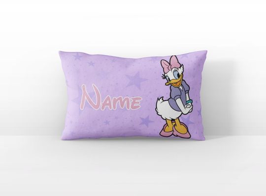 Daisy Pillowcase, Personalized Daisy Duck Pillow case, Custom Disney Gift for Girl, Disney Themed Room