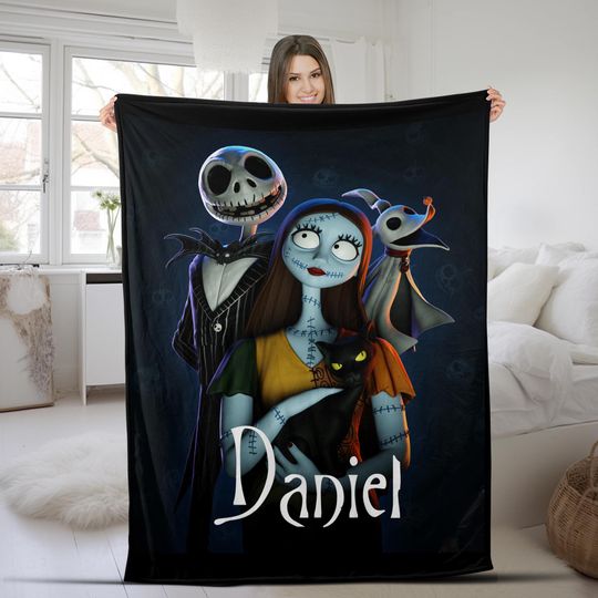 Personalized Disney The Nightmare Before Christmas Blanket, Jack Skellington Sally Blanket