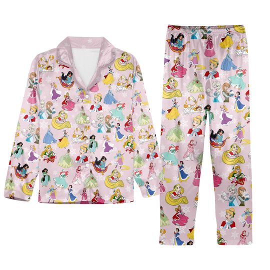 Disney Princess Pajama Set, Princess Pajamas Christmas, Princess Women Pajamas