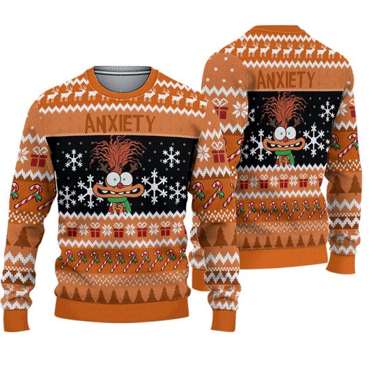 Christmas Disney Anxiety Ugly Sweater, Inside Out Christmas