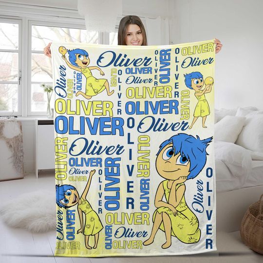 Personalized Joy Disney Pixar Inside Out Blanket, Disgust Inside Out 2 Movie Blanket