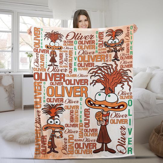 Personalized Anxiety Watercolor Disney Pixar Inside Out Blanket, Disgust Blanket SKZ505-8