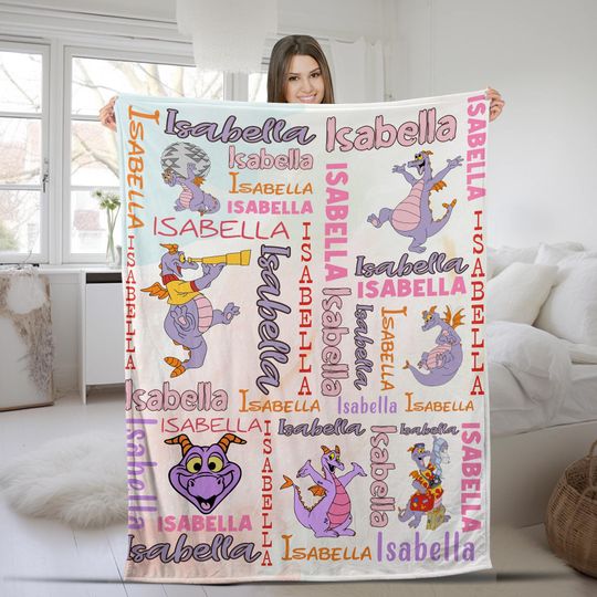 Figment One Little Spark Epcot Park Blanket, Purple Dragon Blanket, Disneyland Epcot Figment Blanket