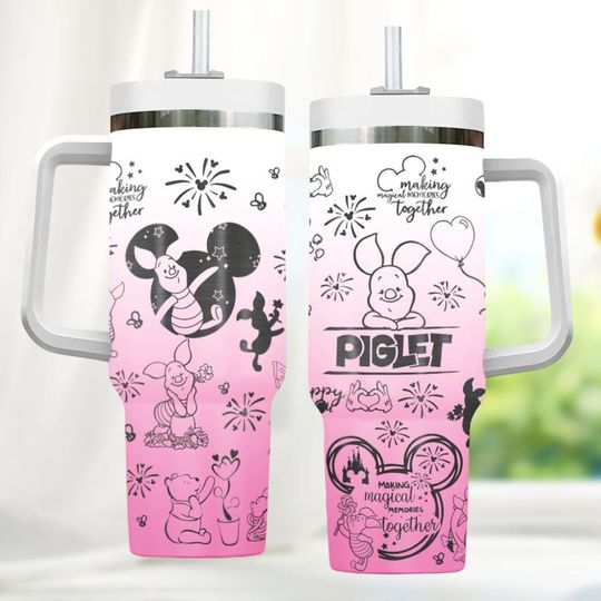 Piglet Tumbler 40Oz, Winnie The Pooh Tumbler, Disneyland Trip Cup, Magic Kingdom 40oz Tumbler