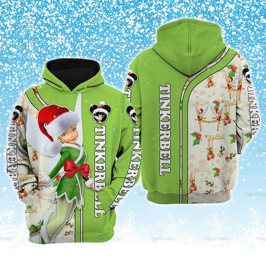 Tinker Bell Hoodie, Cute Christmas Shirt, Disney Sweat Shirt, Peter Pan Shirt, Christmas Hoodie
