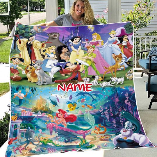 Personalized Disney Princess Blanket, Disney Characters Throw Blanket