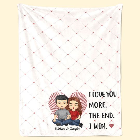 I Love You More - Couple Personalized Custom Blanket - Gift For Husband Wife, Anniversary