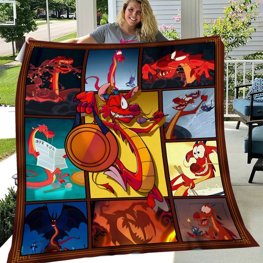 Disneyland Mulan Mushu Fleece Blanket, Dragon Mushu Blanket, Mulan Princess