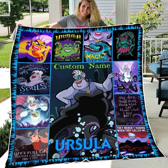 Custom Name Disney Ursula Blanket, Villains Disneyland Fleece Blanket