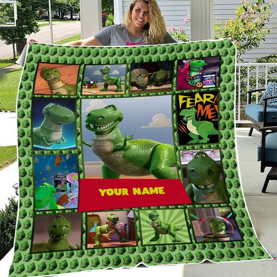 Personalized Disney Toy Story Blanket, Custom T-rex Toy Story Blanket