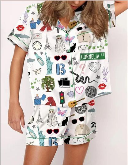 Swifti Eras Tour Shorts Pajama Set - Short Sleeves & Shorts