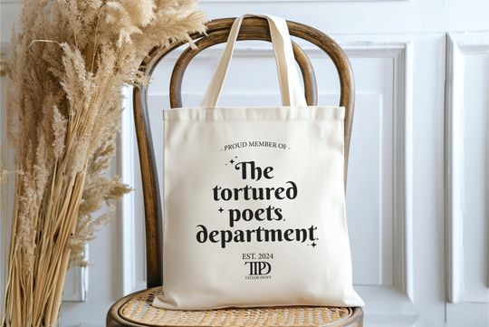 Tortured Poets Eras Tour Inspired Canvas Tote Bag, Fandom Flair