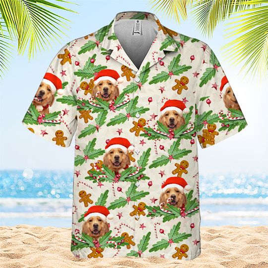Gingerbread Pattern - Dog & Cat Personalized Custom Unisex Hawaiian Shirt