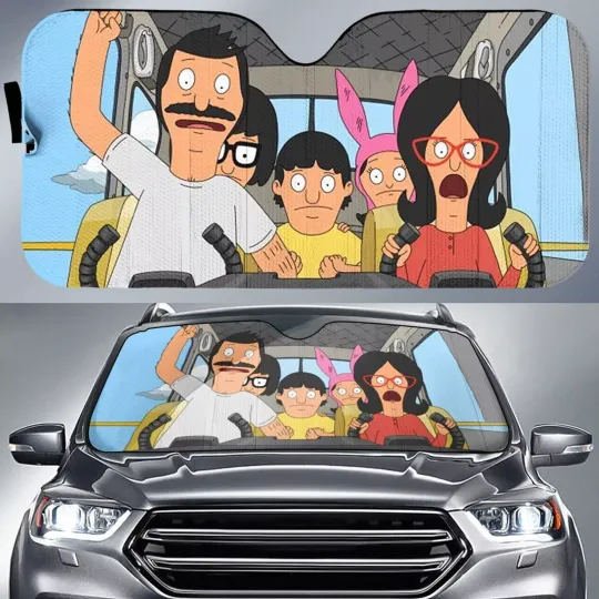 Bob's Burgers Cartoon Car Sun Shade Bob Belcher Louise Belcher Driver