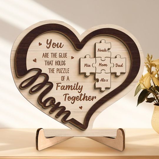 You Are The Glue That Holds Us Together - Family Personalized Wooden Plaque - Gift For Mom