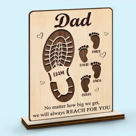 Your Footsteps Shaped Our Journey - Family Personalized Custom Shaped 2-Layered Wooden Plaque, Father's Day