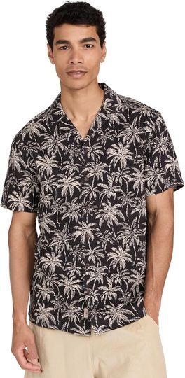 Faherty Men’s Short Sleeve Hemp Blend Camp Hawaii Shirt – Lightweight Tropical Top